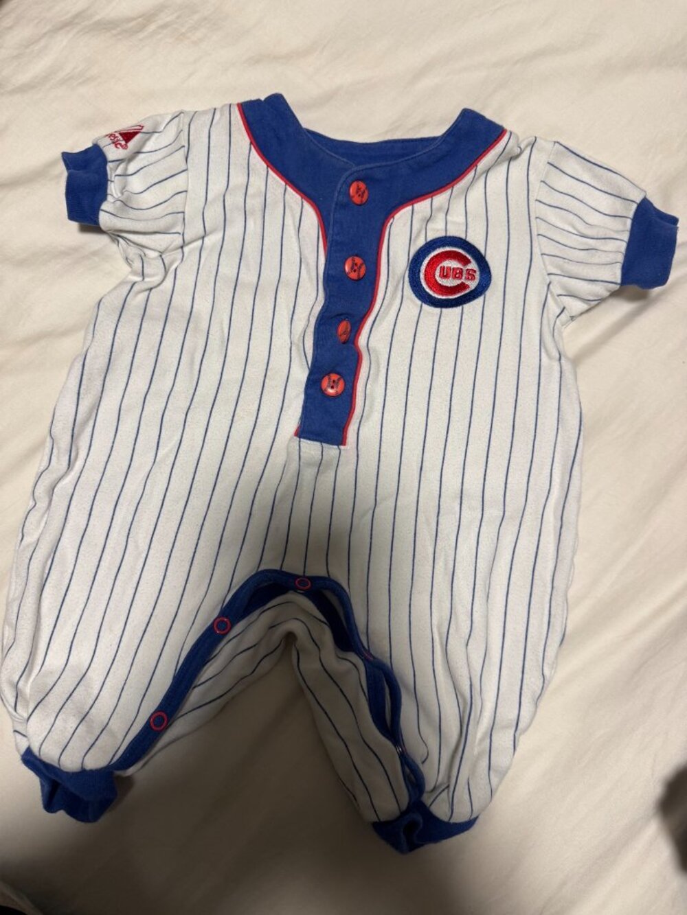 Majestic Chicago Cubs Onesie Romper Vintage Pinstripe Size 12M